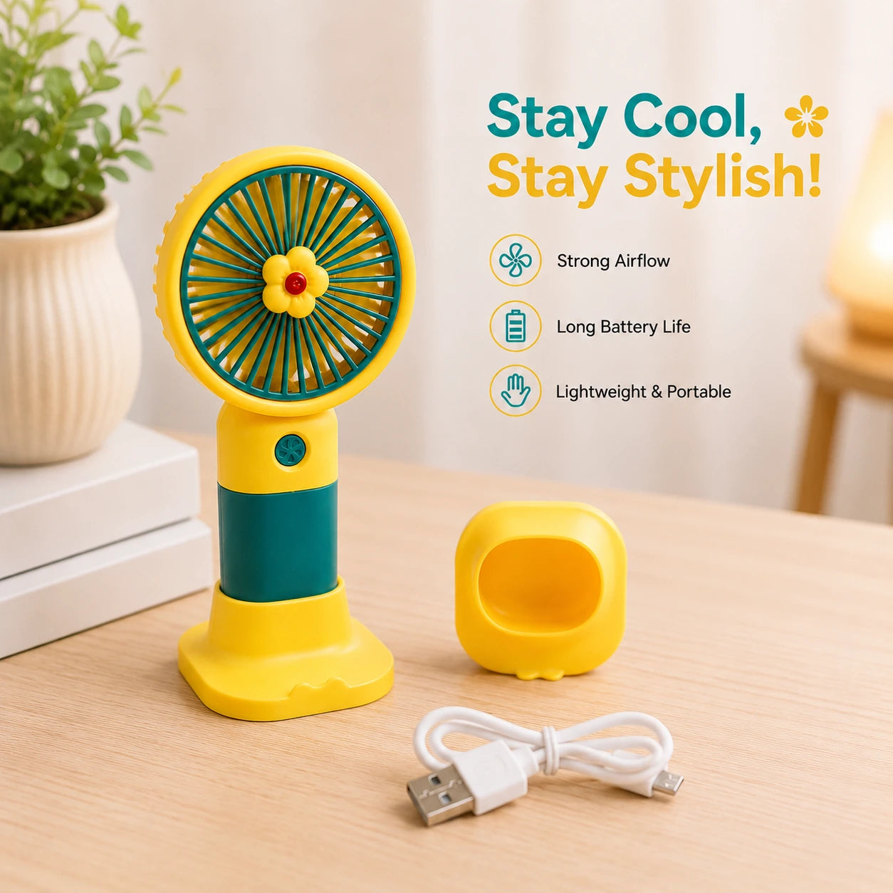 Flower Mini Handheld Portable Fan – Rechargeable USB Fan