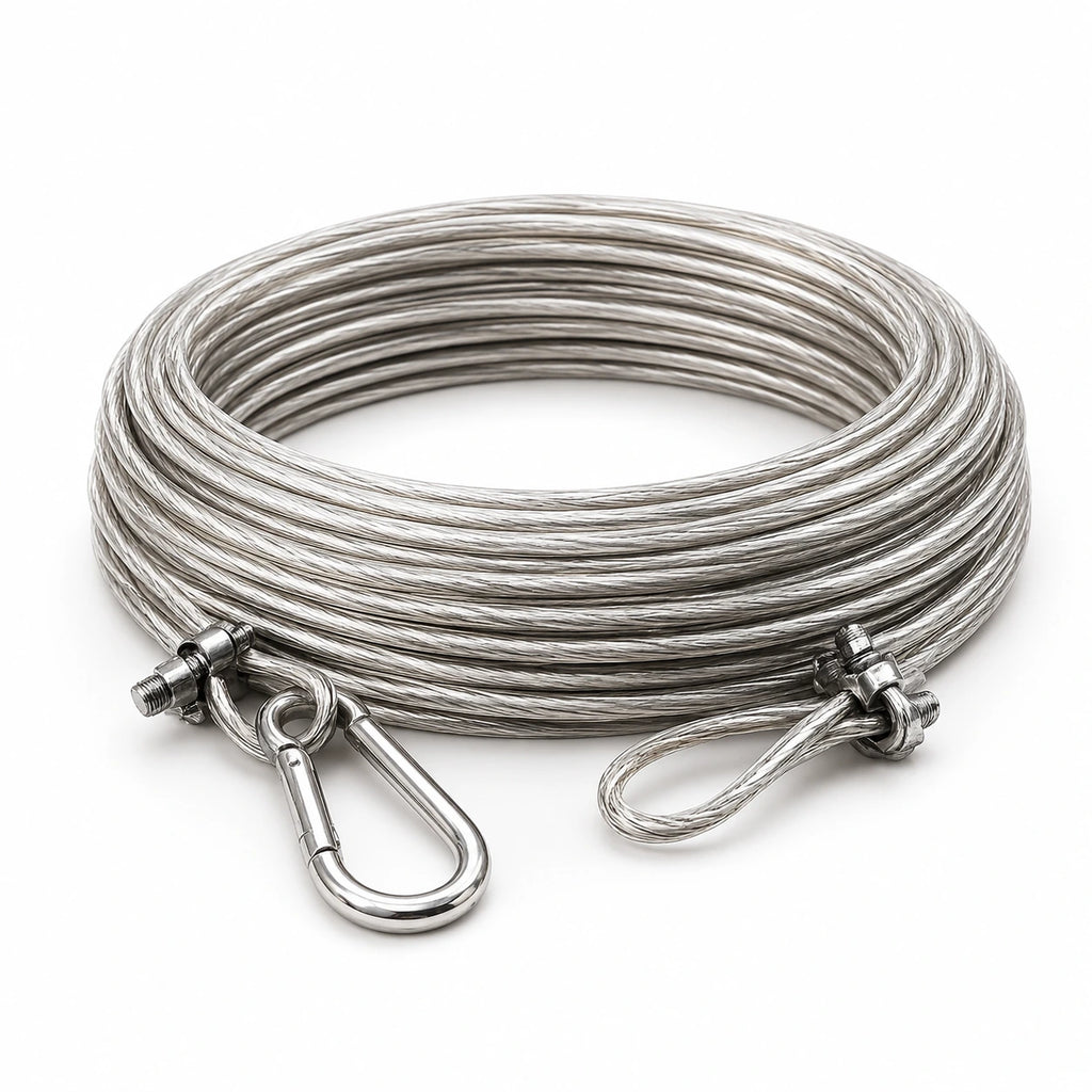 Heavy Duty PVC Coated Stainless Steel Clothesline Wire with Strong Metal Hooks – Rustproof & Waterproof