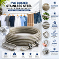 Heavy Duty PVC Coated Stainless Steel Clothesline Wire with Strong Metal Hooks – Rustproof & Waterproof