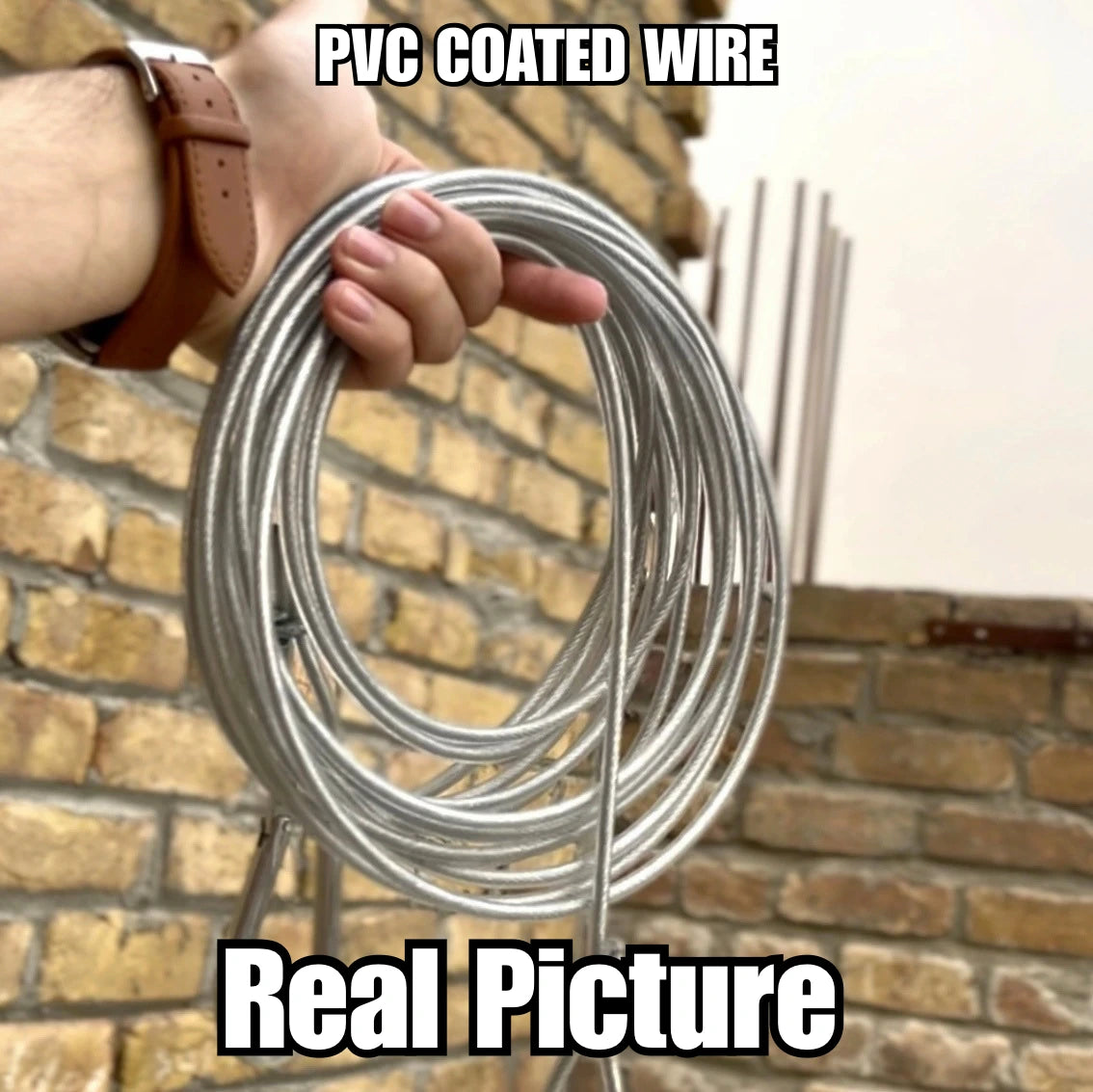Heavy Duty PVC Coated Stainless Steel Clothesline Wire with Strong Metal Hooks – Rustproof & Waterproof